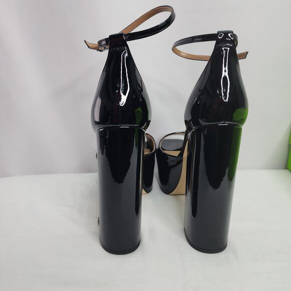 Sam Edelman Kori Black Patent Faux Leather Sexy Peep Toe 6" Platform Heel New - Picture 9 of 16